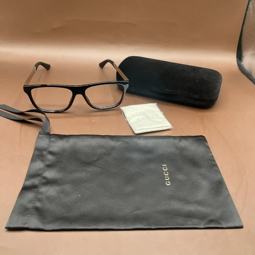 Gucci GG0687S 002 Black Gold Tone 57-17-145 Frame Sunglasses Men AS IS FOR PARTS